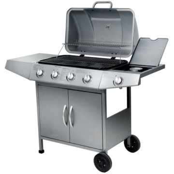 Broil-master Gasgrill BBQ GRILLWAGEN Stahl-Brenner 4 Hauptbrenner + 1 Seitenbrenner in Farbe: silber - 