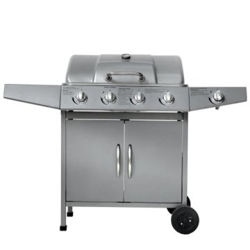 Broil-master Gasgrill BBQ GRILLWAGEN Stahl-Brenner 4 Hauptbrenner + 1 Seitenbrenner in Farbe: silber - 