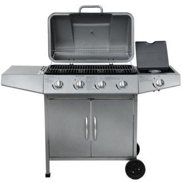 Broil-master Gasgrill BBQ GRILLWAGEN Stahl-Brenner 4 Hauptbrenner + 1 Seitenbrenner in Farbe: silber - 