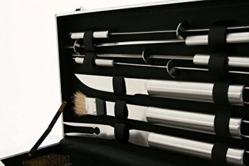 CampFeuer - Edelstahl Grillbesteck Set in 3 Varianten zur Auswahl, mit Aluminiumkoffer (18-teilig) - 