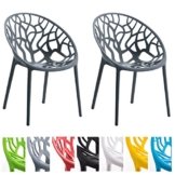 CLP Gartenstuhl HOPE, 2-er Set Kunststoff-Stapelstuhl, stabil max. Belastbarkeit 150 kg grau -