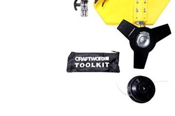 Craftworx 5in1 Multifunktionsgerät 3-Zahn-Messeraufsatz, Trimmerspule, Heckenschere und Verlängerung - 