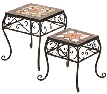 Dehner Blumenhocker Nela 2er Set, Höhe 25 / 30 cm, Mosaikdesign, Metall -