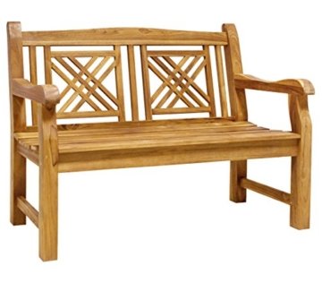 Dehner Gartenbank Korfu 2-Sitzer, ca. 120 x 66 x 90 cm, FSC Teakholz, natur -