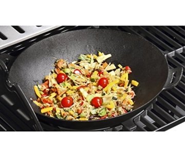 Dehner Grill-Wokpfanne, Ø 38 cm, Höhe 19 cm, Gusseisen, schwarz - 