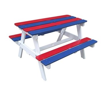 Dehner Kids, Picknickset Jack, ca. 90 x 80 x 54 cm, FSC Akazienholz, weiß/blau/rot -