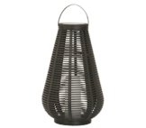 Dehner Solarlaterne Rattan, 25 cm, mit LED-Flacker Kerze -