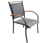 Dehner Stapelstuhl Calais, ca. 88.5 x 72 x 58.5 cm, Textilen/Aluminium/FSC Teakholz, anthrazit -