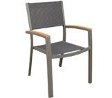 Dehner Stapelstuhl Colmar, ca. 87 x 57 x 62 cm, Textilen/Aluminium/FSC Teakholz, anthrazit -