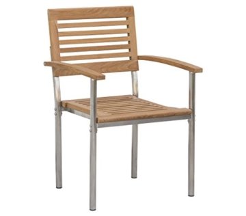 Dehner Stapelstuhl Marseilles, ca. 92 x 60 x 63 cm, FSC Teakholz/Edelstahl, natur -