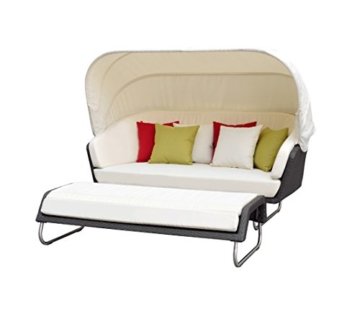 Dehner Sunlounger Aruba mit Hocker, Lounge ca. 190 x 86 x 100 cm, Hocker ca. 160 x 60 x 36 cm, Polyrattan, grau -