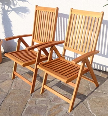 Doppelpack 7-fach verstellbarer Gartenstuhl LIMA klappbar aus Eukalyptus von AS-S - 
