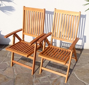 Doppelpack 7-fach verstellbarer Gartenstuhl LIMA klappbar aus Eukalyptus von AS-S - 