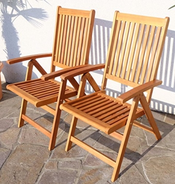 Doppelpack 7-fach verstellbarer Gartenstuhl LIMA klappbar aus Eukalyptus von AS-S -