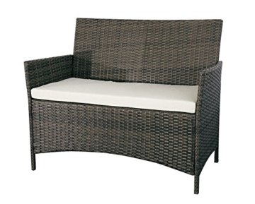 EBS® Polyrattan Gartenmöbel set Gartengarnitur Sitzgruppe Lounge Garnitur 1 Tisch 3 Stühle Weiß Sitzkissen - 