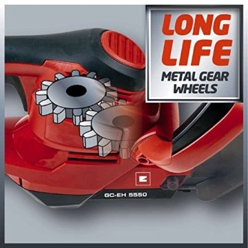 Einhell Elektro Heckenschere GC-EH 5550 (550 Watt, 500 mm Schnittlänge, 26 mm Zahnabstand, Schnittgutsammler) - 
