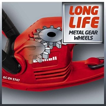 Einhell Elektro Heckenschere GC-EH 5747 (570 W, 465 mm Schnittlänge, 18 mm Zahnabstand, Kabelzugentlastung) - 