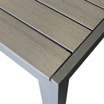 Eleganter Gartentisch für bis zu 8 Personen Aluminium Polywood / Non Wood Tischplatte 205x90cm grau/grau Esszimmertisch Küchentisch Esstisch Gartenmöbel Terrassenmöbel Esszimmermöbel - 