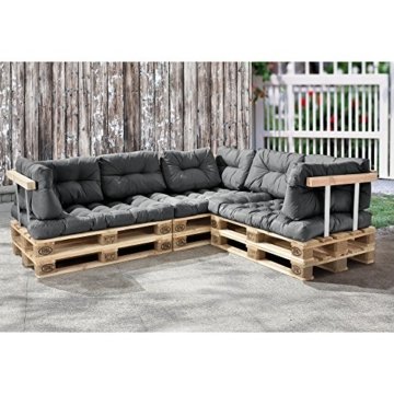 [en.casa] Palettenkissen - 11-teilig - Sitzpolster + Rückenkissen [hellgrau] Paletten-Sofa In/Outdoor - 