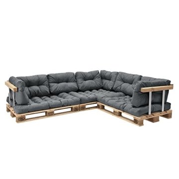 [en.casa] Palettenkissen - 11-teilig - Sitzpolster + Rückenkissen [hellgrau] Paletten-Sofa In/Outdoor -