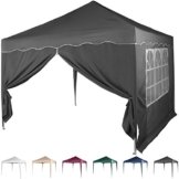 Faltpavillon 3x3 m mit 2 Seitenteilen, WASSERDICHT, Farben wählbar, inkl. Tragetasche + Zubehör, versiegelte Nähte, DIN ISO zertifiziert, Weiß Champagner Blau Grün Burgund Rot Anthrazit Schwarz -