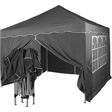 Faltpavillon 3x3 m mit 4 Seitenteilen, WASSERDICHT, Farben wählbar, inkl. Tragetasche + Zubehör, versiegelte Nähte, DIN ISO zertifiziert, Weiß Champagner Blau Grün Burgund Rot Anthrazit Schwarz - 