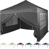 Faltpavillon 3x3 m mit 4 Seitenteilen, WASSERDICHT, Farben wählbar, inkl. Tragetasche + Zubehör, versiegelte Nähte, DIN ISO zertifiziert, Weiß Champagner Blau Grün Burgund Rot Anthrazit Schwarz -