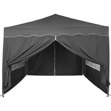 Faltpavillon 3x3 m mit 4 Seitenteilen, WASSERDICHT, Farben wählbar, inkl. Tragetasche + Zubehör, versiegelte Nähte, DIN ISO zertifiziert, Weiß Champagner Blau Grün Burgund Rot Anthrazit Schwarz - 