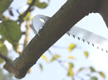 FenWi Teleskop Profi Astsäge mit gebogener Baumsäge incl. Zug-Haken & 8m Alu-Teleskopstange in verstärkter Ausführung (bis 10,5m Höhe) - ideal als Hochentaster - 