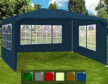 Festzelt blau Maui 3x4m Farbauswahl Seitenwände Rundbogenfenster Verankerbar Partyzelt Pavillon 12qm -