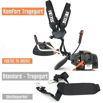 FUXTEC Benzin Motorsense FX-MS152 mit 52 cc, 2in1 Multitool , Profi-Tragegurt und 3 PS Leistung Trimmer Rasentrimmer Freischneider fs Faden 2-Takt, getestet in der Oberklasse mit Note 1,4 Easy Starter - 
