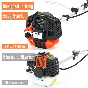 FUXTEC Benzin Motorsense FX-MS152 mit 52 cc, 2in1 Multitool , Profi-Tragegurt und 3 PS Leistung Trimmer Rasentrimmer Freischneider fs Faden 2-Takt, getestet in der Oberklasse mit Note 1,4 Easy Starter - 
