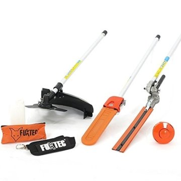 FUXTEC Benzin Motorsense FX-MT152 4in1 Multitool, 52 cc, Profi-Tragegurt und 3 PS Leistung Kombigerät Heckenschere Hochentaster Kombisystem Freischneider fs 2-Takt Test Oberklasse 1,4 - 
