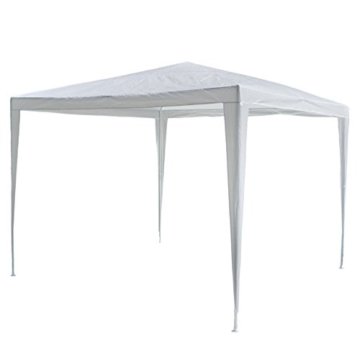 Garten-Pavillon 3 x 3 m, wasserdicht, inklusive Heringe, Abspannseile, Eckverbinder, Material PE-Plane 110 g/m², Metallgestänge lackiert, Stecksystem Montage ohne Werkzeug, weiß -
