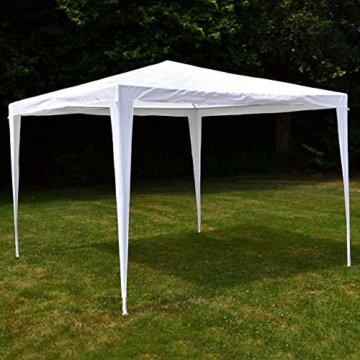 Garten-Pavillon 3 x 3 m, wasserdicht, inklusive Heringe, Abspannseile, Eckverbinder, Material PE-Plane 110 g/m², Metallgestänge lackiert, Stecksystem Montage ohne Werkzeug, weiß - 