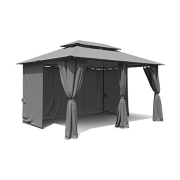 Garten Pavillon 3x4m inkl. Seitenwänden Wasserdicht Partyzelt Grau/Anthrazit - 