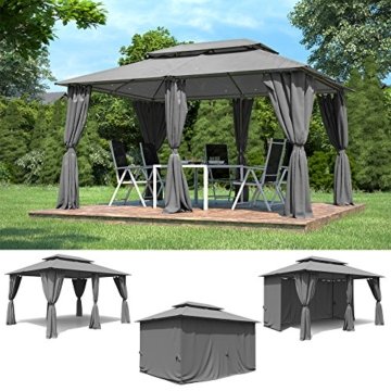 Garten Pavillon 3x4m inkl. Seitenwänden Wasserdicht Partyzelt Grau/Anthrazit - 