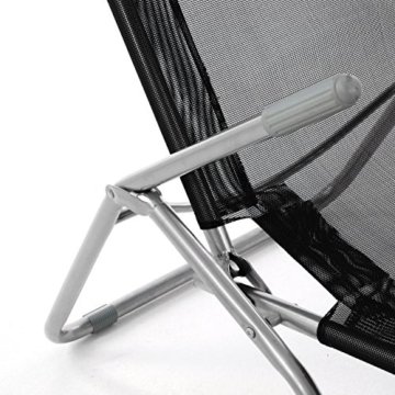 Gartenliege 2er Set Bäderliege 160 x 48,5 x 100 cm Textilene schwarz 5kg Armlehne Stahlrahmen Relaxliege klappbar, Kippliege bis 100 kg belastbar, wetterfest pflegeleicht - 