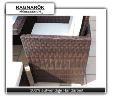 Gartenmöbel PolyRattan Essgruppe Tisch mit 8 Stühlen & 4 Hocker DEUTSCHE MARKE -- EIGNENE PRODUKTION Garten Möbel incl. Glas und Sitzkissen Ragnarök-Möbeldesign braun - 