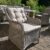 Gartenmöbel Set Como-6 Tisch ausziehbar Holzdekor mit 6 Sessel Rattan Polyrattan Geflecht - 