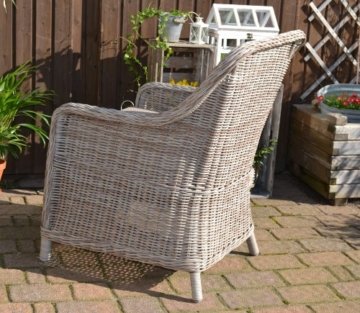 Gartenmöbel Set Como-6 Tisch ausziehbar Holzdekor mit 6 Sessel Rattan Polyrattan Geflecht - 