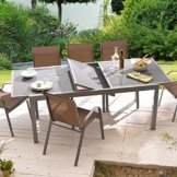 Gartentisch ausziehbar Aluminium Glas grau Länge 180 bis 240 x Breite 100 cm -