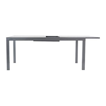 Gartentisch ausziehbar Aluminium Glas grau Länge 180 bis 240 x Breite 100 cm - 