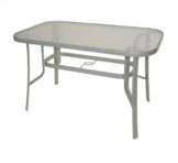 Gartentisch Florenz 70x120cm aus Metall + Glas, silberfarben -