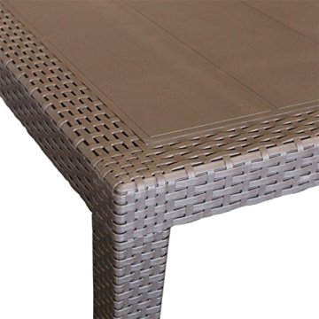 Gartentisch in Rattan-Optik 150x90x72cm Terrassentisch Kunststoff Gartenmöbel Terrassenmöbel - Mokka - 
