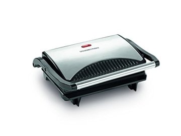 GOURMETmaxx 09898  Turbo-Kontaktgrill / Panini-Maker kompakt | Für Fettarmes Grillen |  Antihaftbeschichtung | 700 Watt | Schwarz-Silber - 