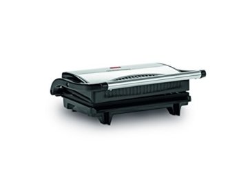 GOURMETmaxx 09898  Turbo-Kontaktgrill / Panini-Maker kompakt | Für Fettarmes Grillen |  Antihaftbeschichtung | 700 Watt | Schwarz-Silber - 
