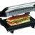 GOURMETmaxx 09898  Turbo-Kontaktgrill / Panini-Maker kompakt | Für Fettarmes Grillen |  Antihaftbeschichtung | 700 Watt | Schwarz-Silber -