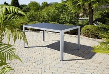 greemotion Gartentisch Alu Monza, in zwei Größen erhältlich - Outdoor-Esstisch aus Metall mit Glastischplatte in Steinoptik - Gartenmöbel geeignet für Garten, Terrasse & Balkon - 