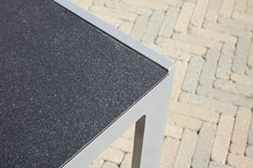 greemotion Gartentisch Alu Monza, in zwei Größen erhältlich - Outdoor-Esstisch aus Metall mit Glastischplatte in Steinoptik - Gartenmöbel geeignet für Garten, Terrasse & Balkon - 